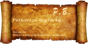 Petkovics Boglárka névjegykártya